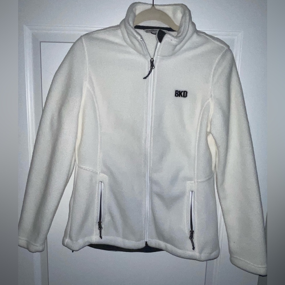 Port Authority Ladies Sweater Fleece Jacket. Size small. White.
